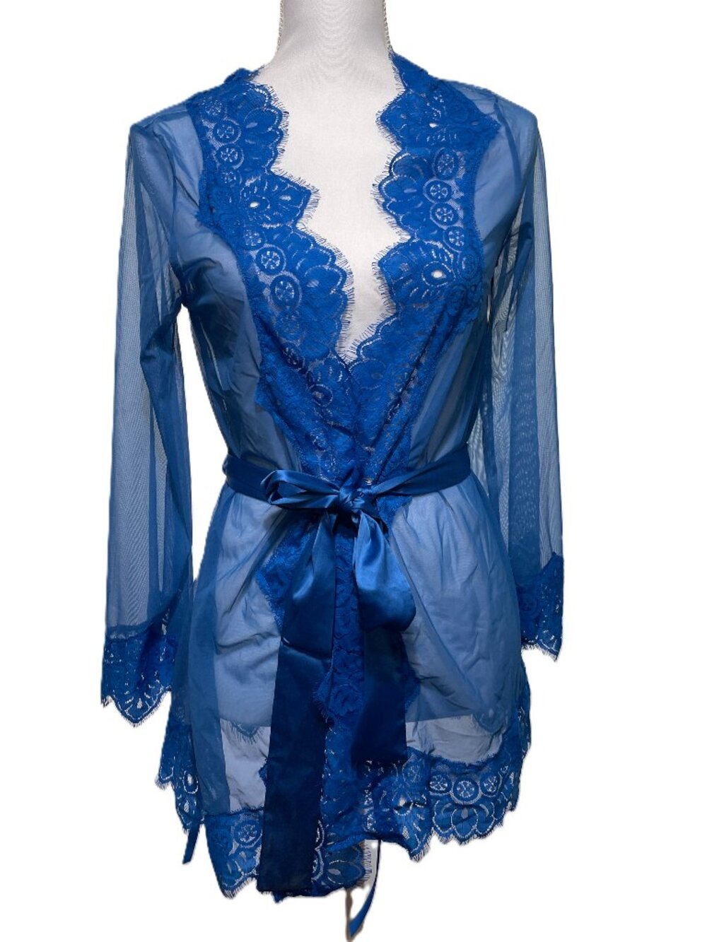 Frederick's Of Hollywood Blue Sheer Robe with Matching Panties